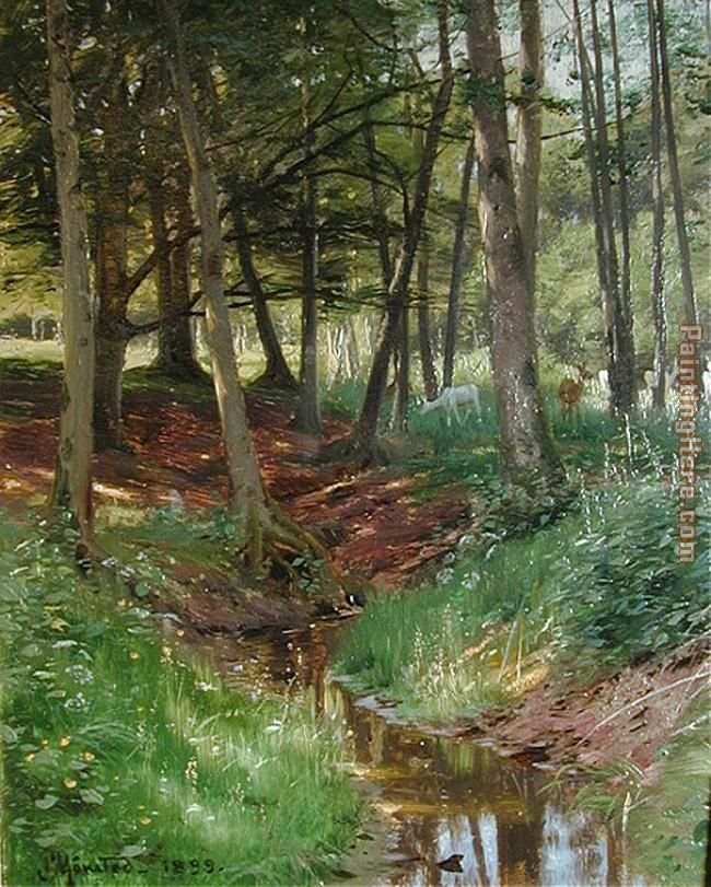 Peder Mork Monsted Landscape With Deer